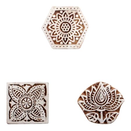 Set of 3 Piece New Mix Wooden Printing Block